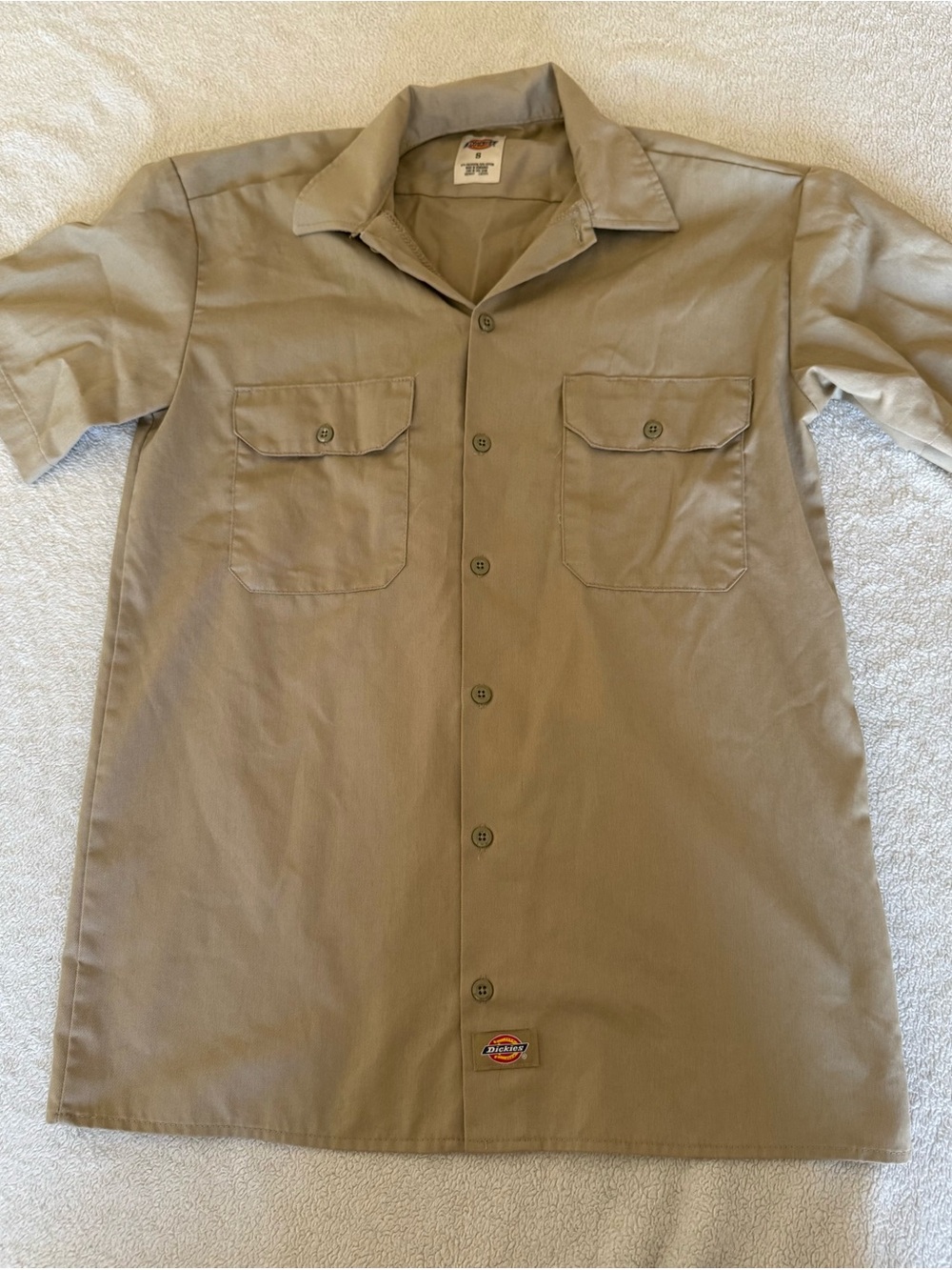 Dickies Men’s Short Sleeve Button-Front Work Shirt - Khaki